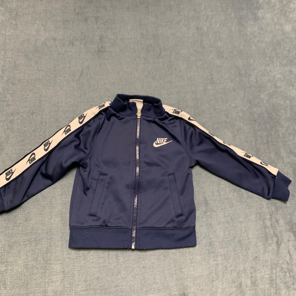 Nike Track Jacket Toddler 2T Navy Embroidered Logo Athletic Fit Running Full Zip